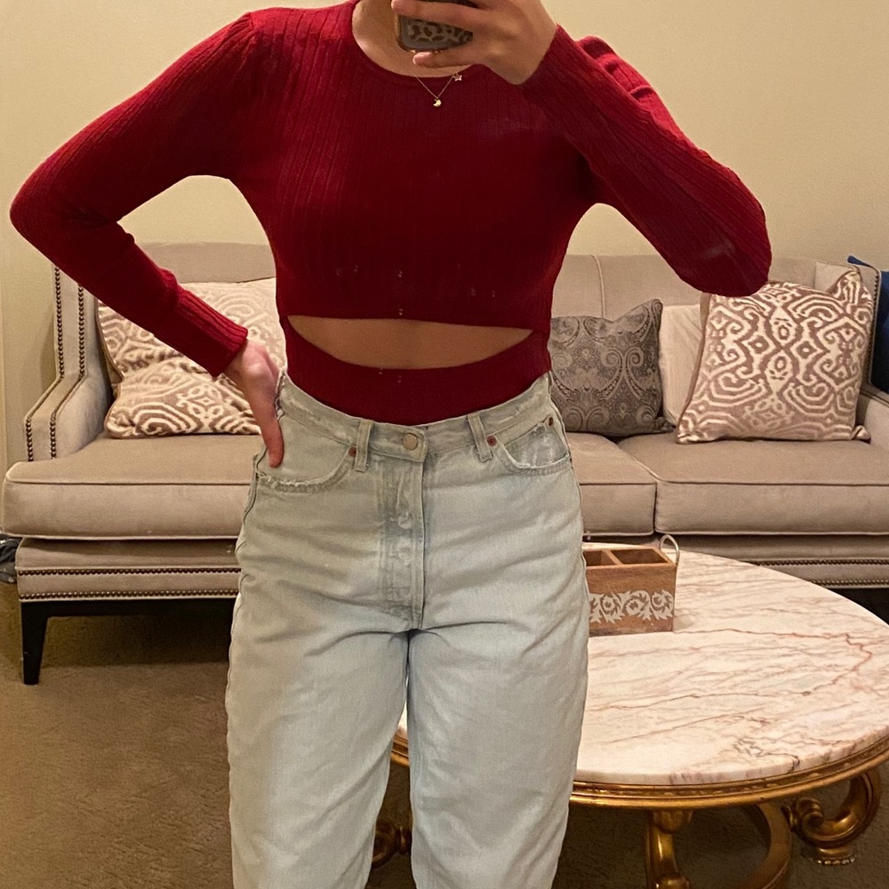 Crop cutout sweater